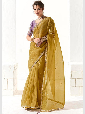 Embroidered Organza Tissue Saree