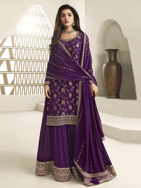 Chinon Jacquard Embroidery Indian Dress by Fabricoz USA