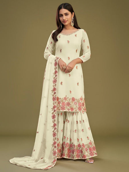 Yellow Salwar Kameez - Georgette Santoon Embroidery