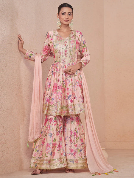 Pink Indian Dress - Premium Chinnon Silk
