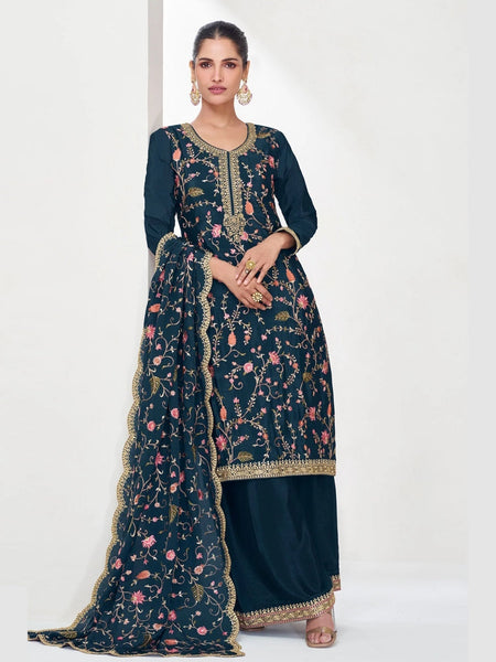Silk Salwar Kameez - Premium Chinnon Silk