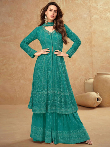 Sharara Salwar Kameez - Embroidery Real Georgette