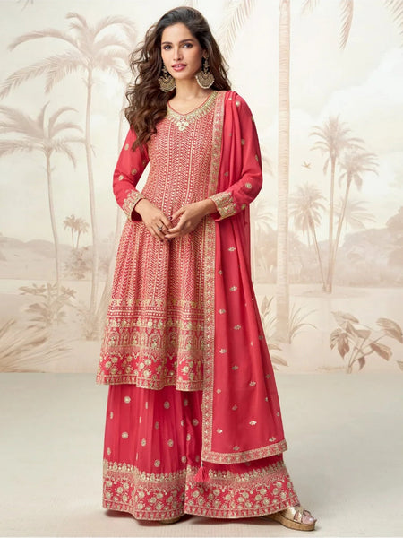 Red Salwar Kameez - Real Georgette Sharara