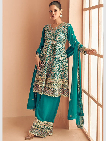 Party Indian Dress - Embroidered Real Georgette