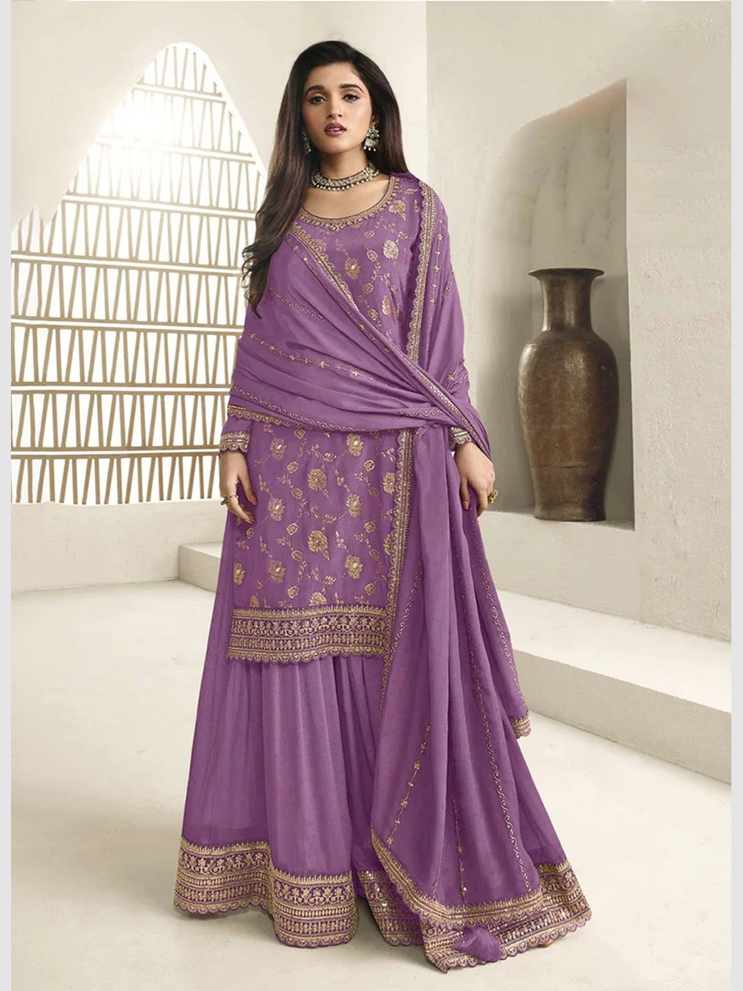 strapless open back dress Women's Light Purple Salwar Suit M main image 0