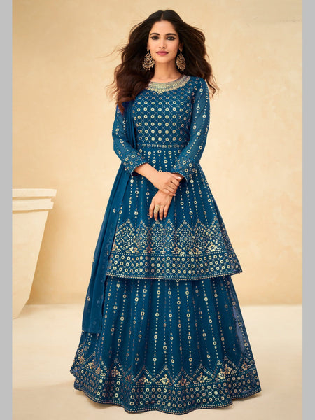 Plus-Sizes Salwar Kameez - Embroidered Real Georgette