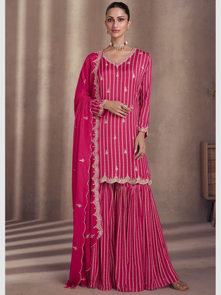 Straight Indian Dress - Chiffon Silk Embroidery