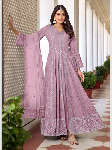 purple indian dress for women Purple Readymade Georgette Dupatta Indian Dress