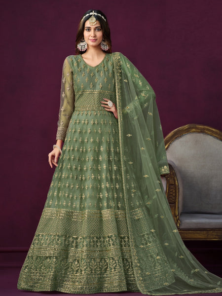 Net Salwar Kameez - Net Embroidery - Anarkali