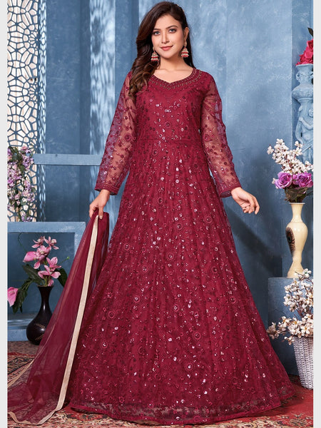 Net Salwar Kameez - Embroidered Net - Anarkali Dress