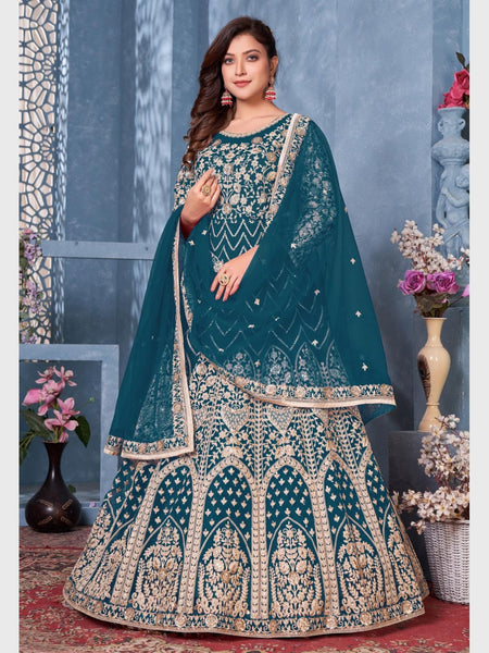 Blue Indian Dress - Santoon & Net - Anarkali