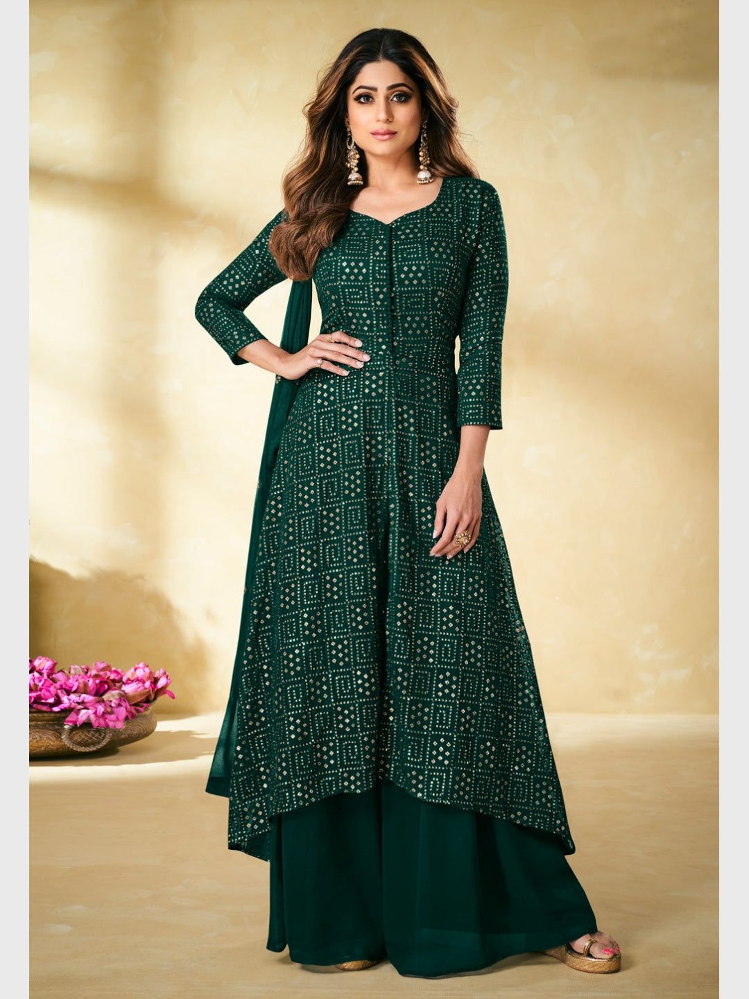 Premium Photo | Indian Beauty in Emerald Green Gown for Fashion Commercial