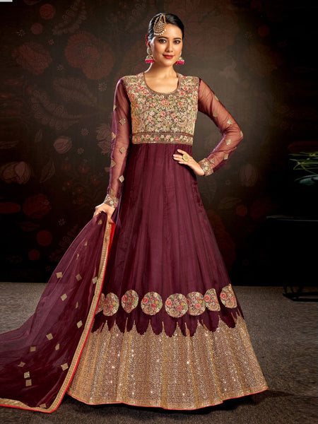 Net Salwar Kameez - Butterfly Net - Anarkali