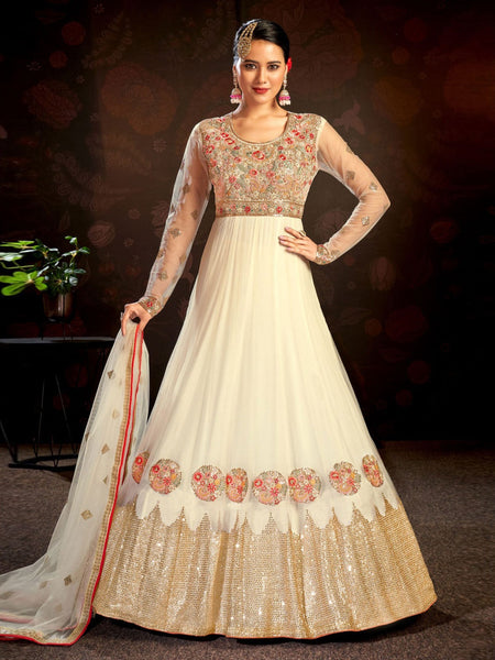 Net Salwar Kameez - Butterfly Net - Anarkali