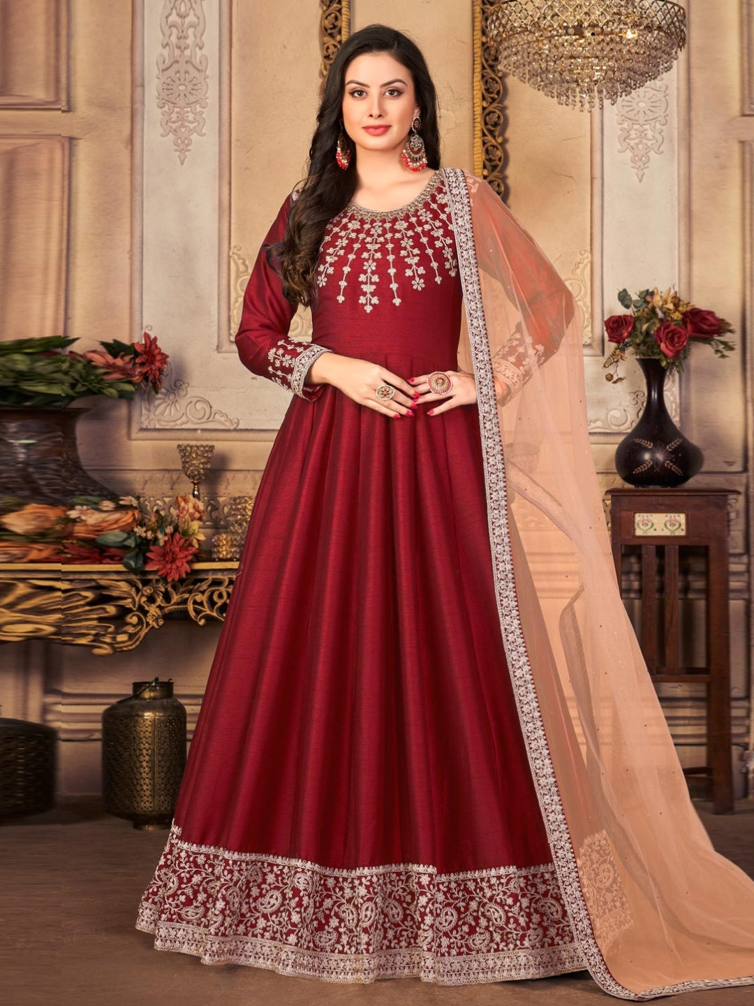 Buy Wedding Dress - Orange Embroidery Bollywood Anarkali Gown In USA UK  Canada