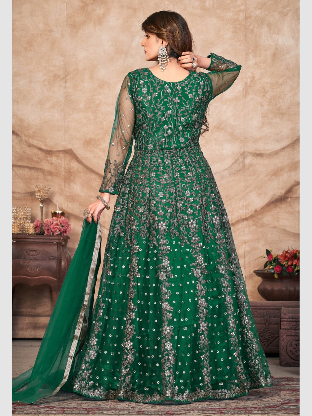 Satin anarkali dress on sale