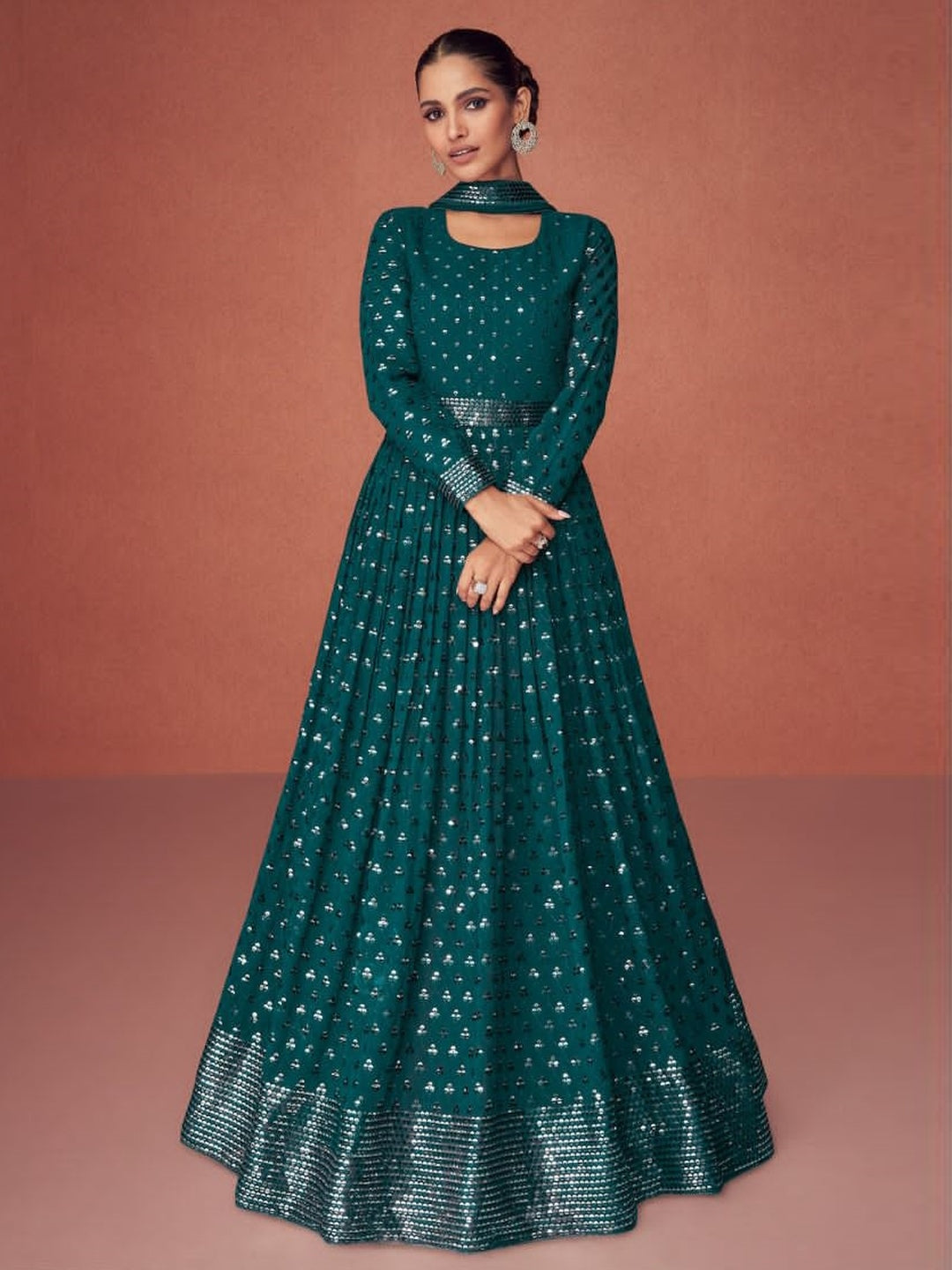 Green Real Georgette - Salwar Kameez | Fabricoz USA Green Real Georgette - Salwar Kameez | Fabricoz USA