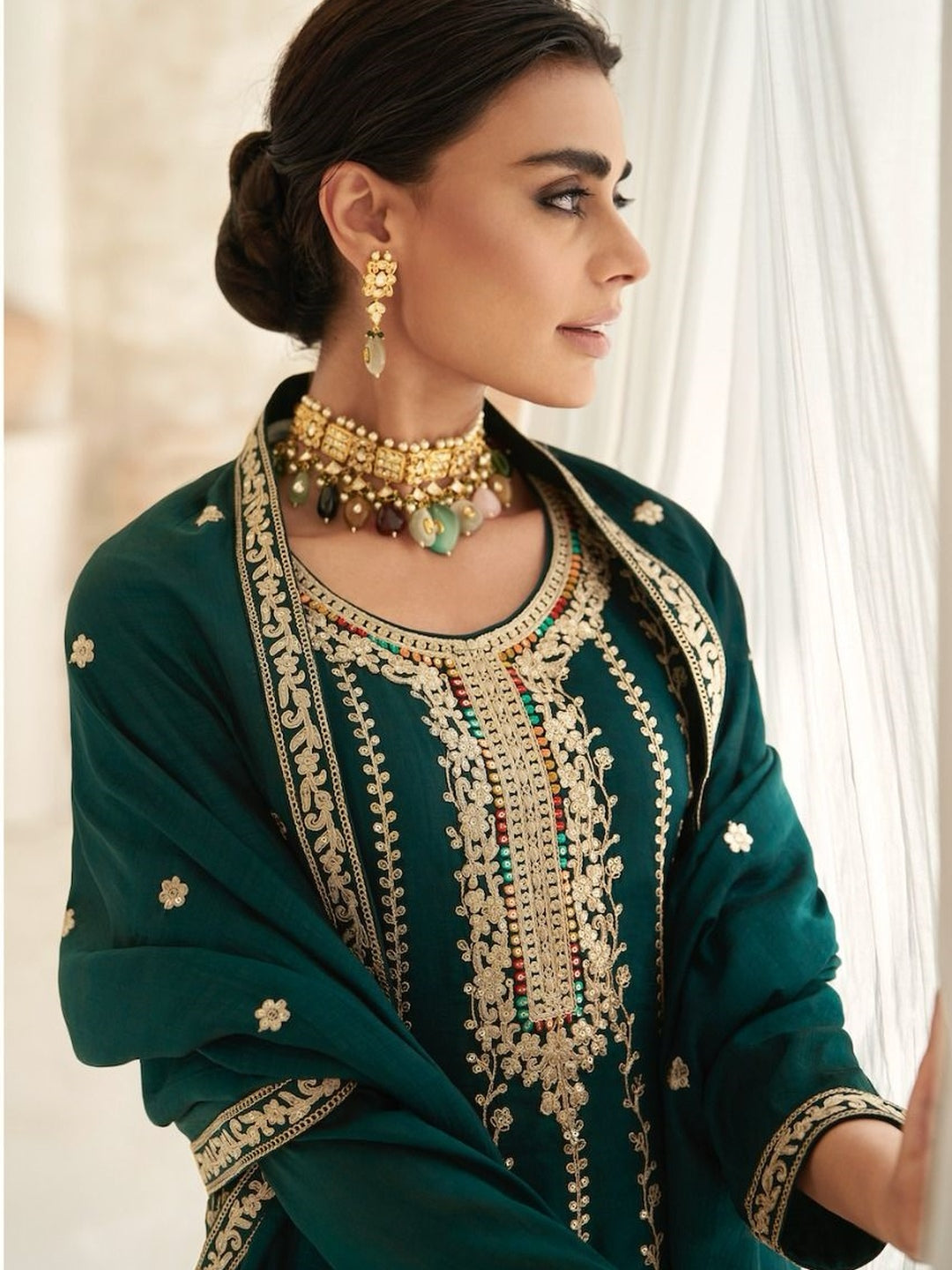 Green Luxury Silk Embroidery Green Luxury Silk Embroidery