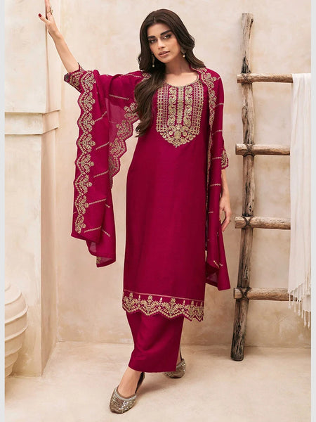 Straight Indian Dress - Art Silk Embroidery