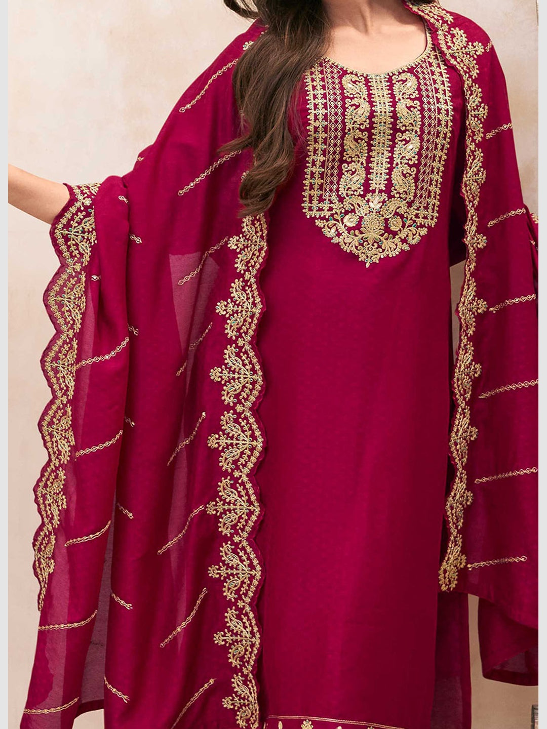 Red Art Silk Embroidery Red Art Silk Embroidery