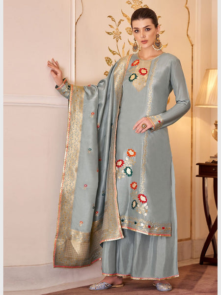 Straight Indian Dress - Pure Jacquard Embroidery