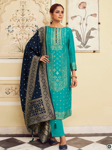 Jacquard Salwar Kameez - Jacquard & Viscose Embroidery