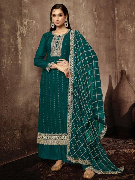 Churidar Salwar Kameez - Georgette & Santoon Embroidery