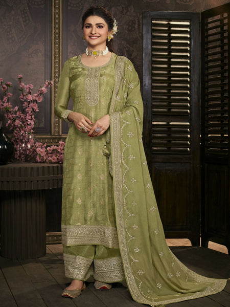 Churidar Salwar Kameez - Jacquard Zari Embroidered