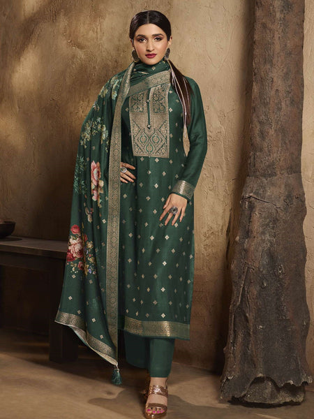 Jacquard Salwar Kameez - Jacquard Pashmina Embroidered