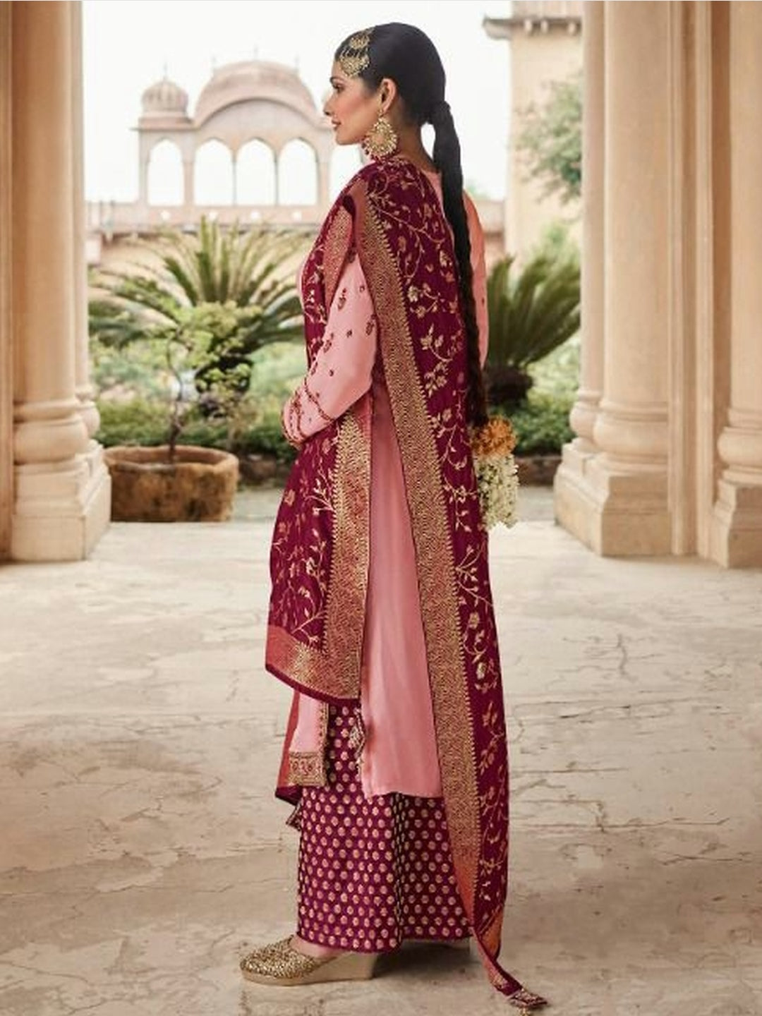 Pink Silk Jacquard Embroidery Pink Silk Jacquard Embroidery