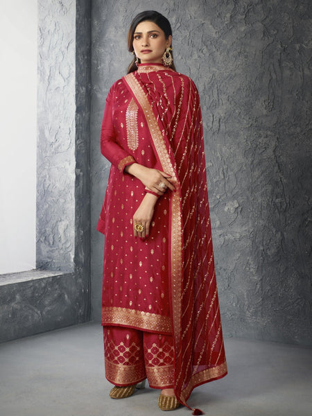 Pink Indian Dress - Embroidered Jacquard