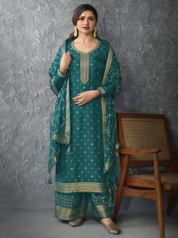 Embroidered Jacquard Salwar Kameez - Indian Dress - C908B | Fabricoz USA