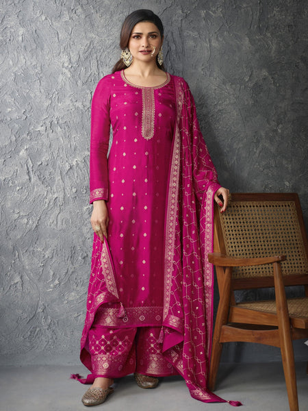 Straight Indian Dress - Embroidered Jacquard