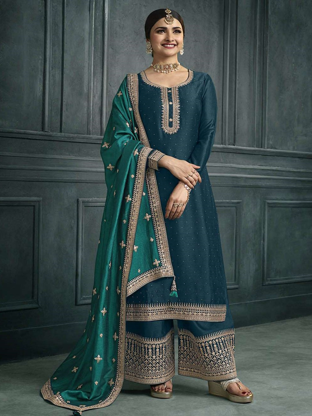 Green Embroidered Silk Georgette Green Embroidered Silk Georgette