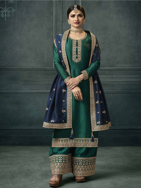 Straight Indian Dress - Embroidered Silk Georgette