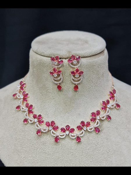 Zirconia Indian Jewelry - Zirconia Stones Necklace & Earrings