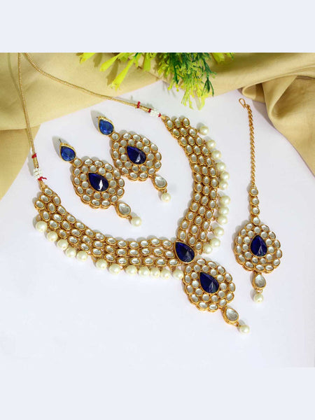 Kundan Indian Jewelry - Kundan Necklace with Tikka