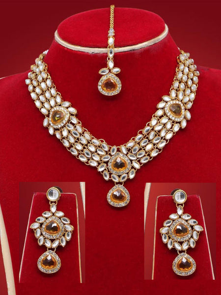 Kundan Indian Jewelry - Kundan Necklace with Tikka