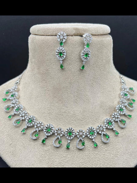 Zirconia Indian Jewelry - Zirconia Stones Necklace & Earrings