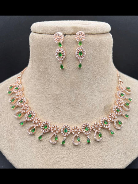 Zirconia Indian Jewelry - Zirconia Stones Necklace & Earrings
