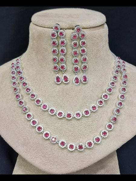 Zirconia Indian Jewelry - Zirconia Stones Necklace & Earrings