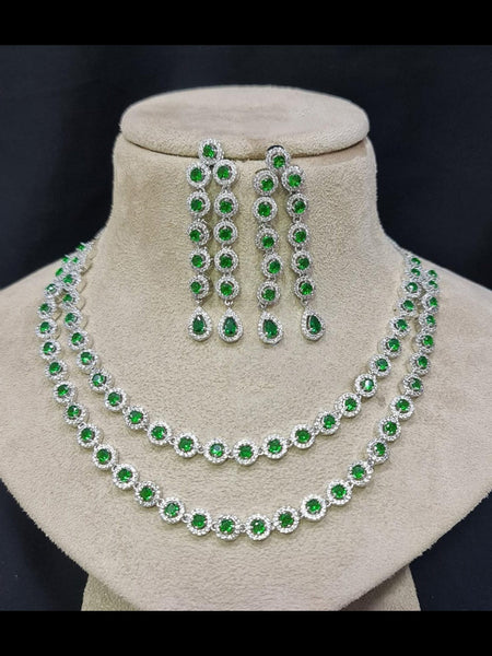 Zirconia Indian Jewelry - Zirconia Stones Necklace & Earrings