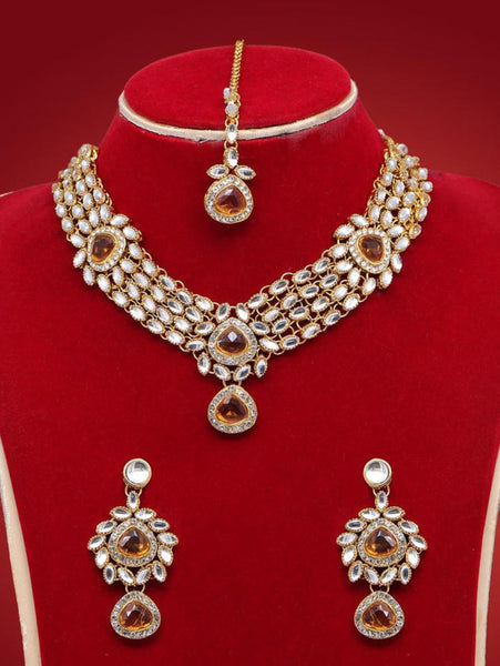 Kundan Indian Jewelry - Kundan Necklace with Tikka