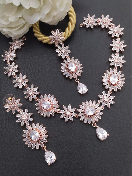 Necklace Indian Jewelry - Zirconia Stones Necklace & Earrings
