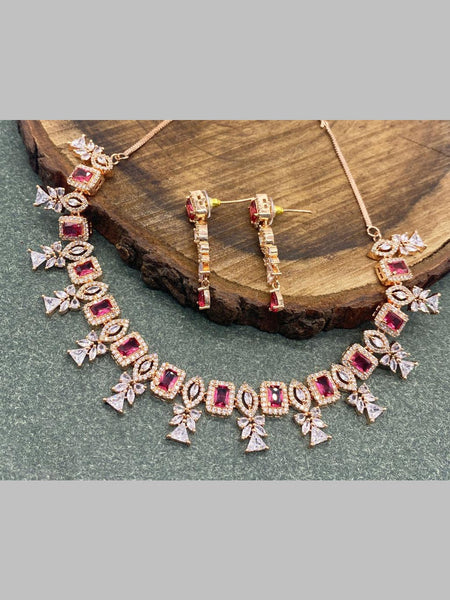 Zirconia Indian Jewelry - Zirconia Stones Necklace & Earrings
