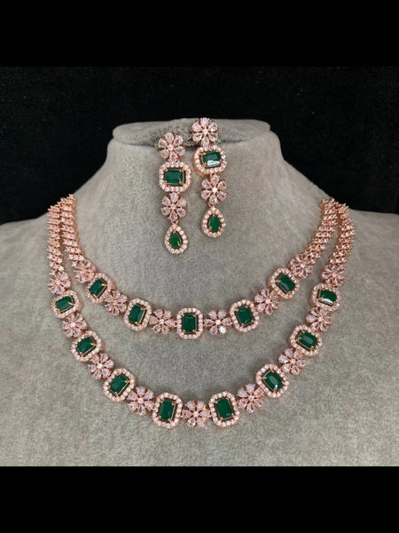  Indian Jewelry - Zirconia Stones Necklace & Earrings