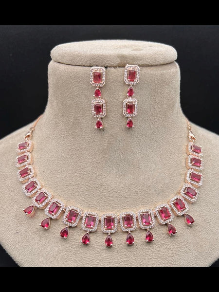 Zirconia Indian Jewelry - Zirconia Stones Necklace & Earrings