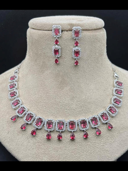 Necklace Indian Jewelry - Zirconia Stones Necklace & Earrings