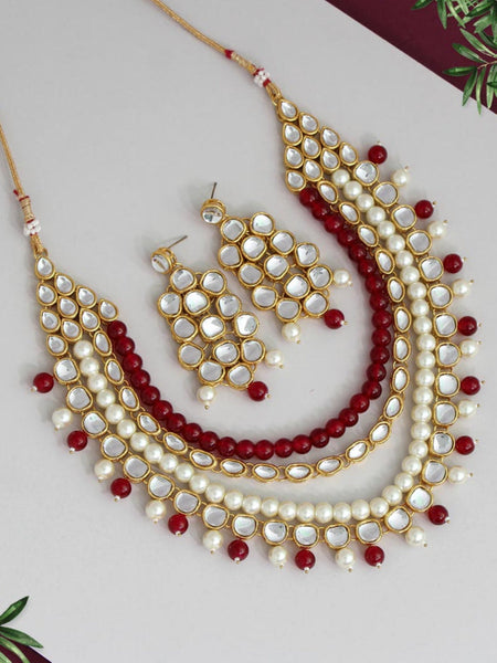 Pearl Indian Jewelry - Kundan & Pearl Necklace