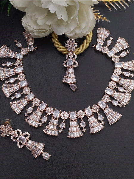 Zirconia Indian Jewelry - Zirconia Stones Necklace & Earrings